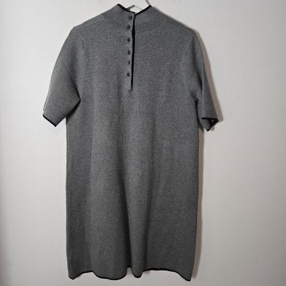 Maeve Anthropologie Size L Annalise Mod Mock Neck Mini Shift Sweater Dress Gray - Picture 7 of 12